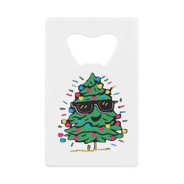 Cool Christmas Tree Classic Credit Card Bottle Opener (Front)