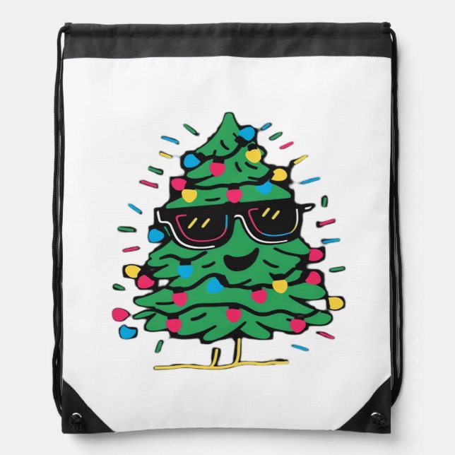 Cool Christmas Tree Classic Drawstring Bag (Front)