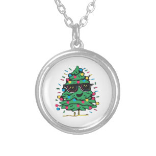 Cool Christmas Tree Classic Silver Plated Necklace