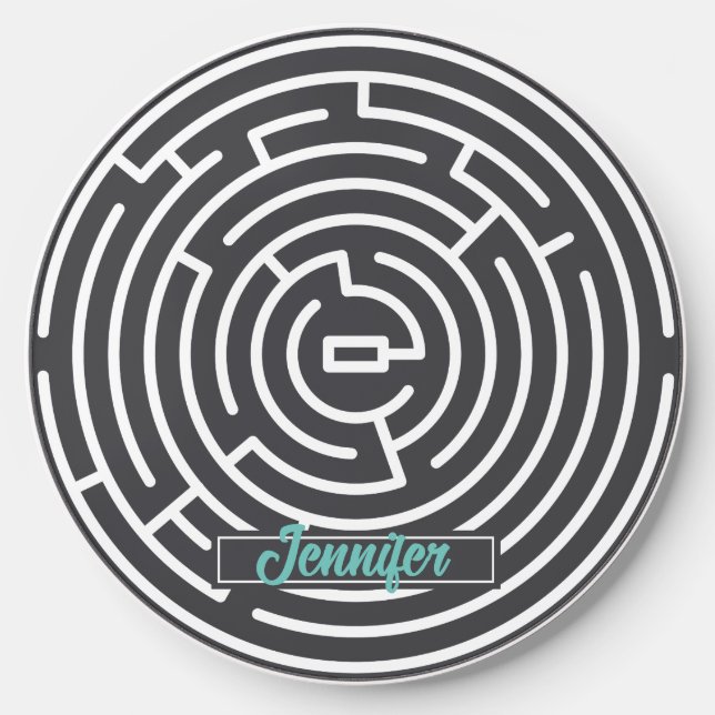 Cool Circle Maze Puzzle Personalized Wireless Charger (Front)