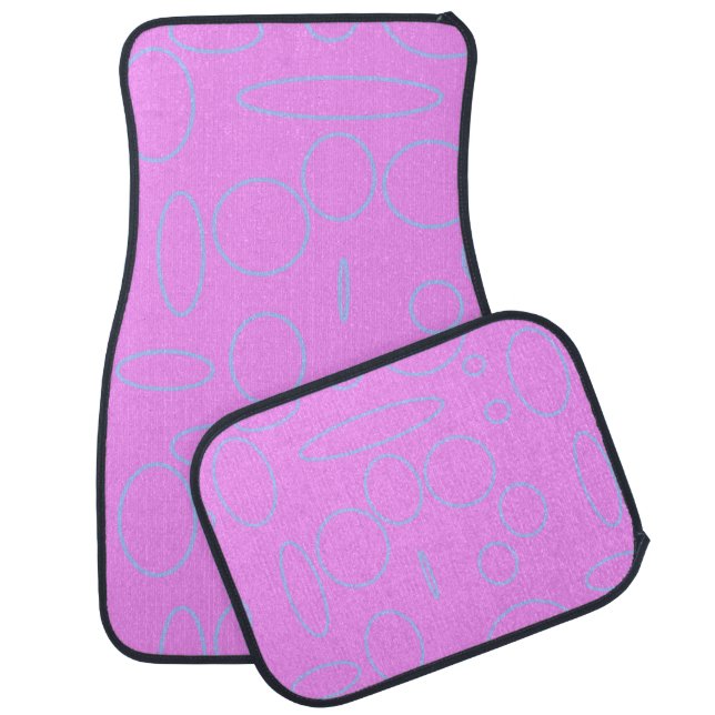 Cool Circles Pink Neon Designer Set of Car Mats (Set)