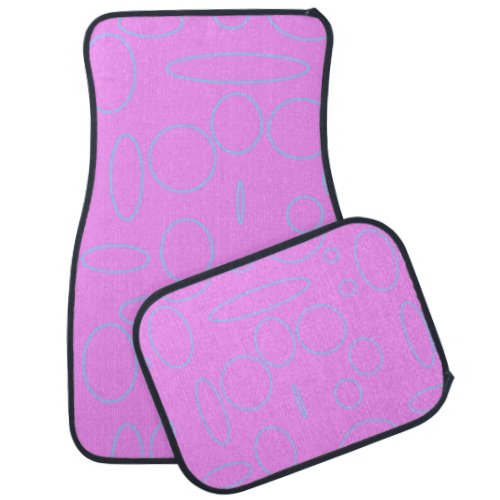 Cool Circles Pink Neon Designer Set of Car Mats