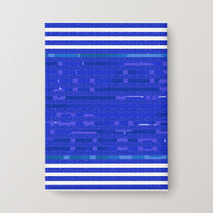 Cool Circuit Blue Geometric Stripes  Button