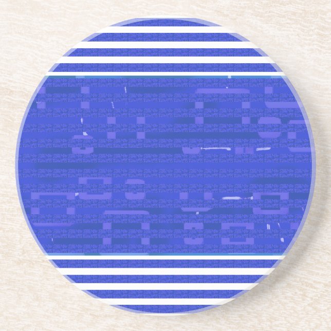 Cool Circuit Blue Geometric Stripes  Coaster (Front)