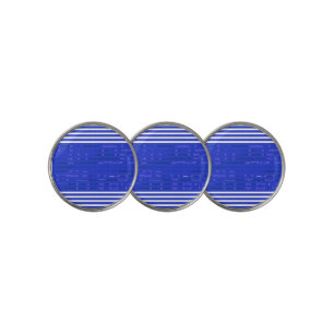 Cool Circuit Blue Geometric Stripes  Golf Ball Marker