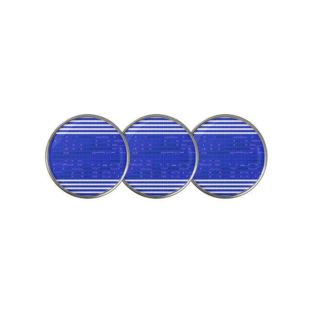 Cool Circuit Blue Geometric Stripes  Golf Ball Marker (3 Up)