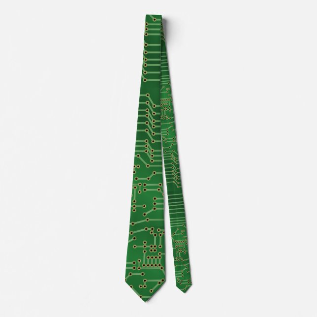 Cool Circuit Board Computer Green Party Tie (Front)