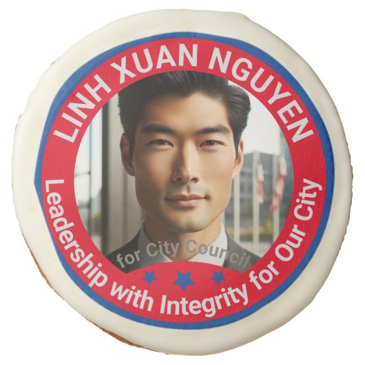 Cool City Council Election Custom Photo Campaign  Sugar Cookie (Front)