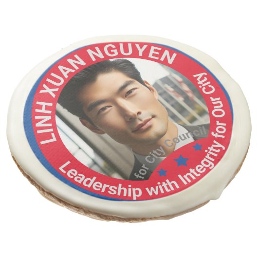 Cool City Council Election Custom Photo Campaign  Sugar Cookie (Angled)