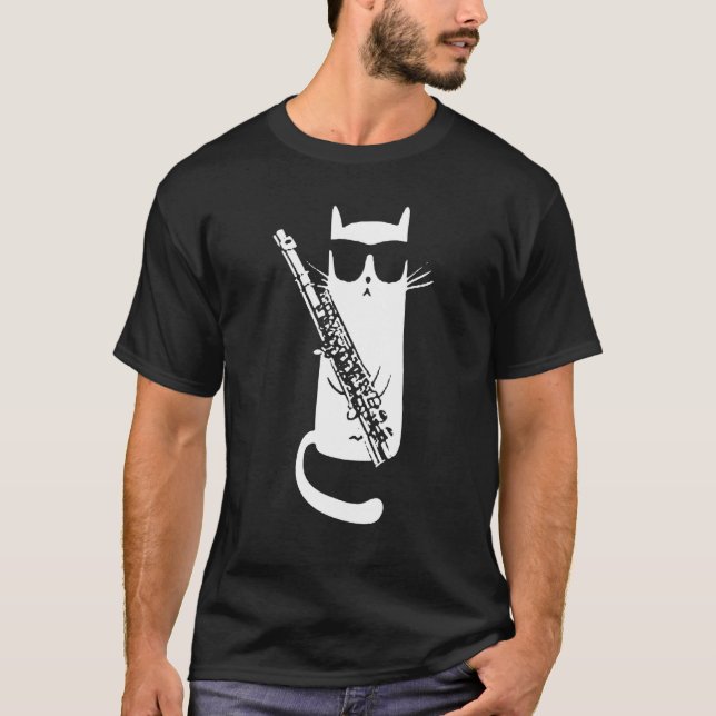 Cool Clarinet Playing Music Cats T-Shirt (Front)
