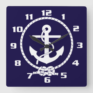 Cool Classic and Elegant Nautical Anchor Square Wall Clock