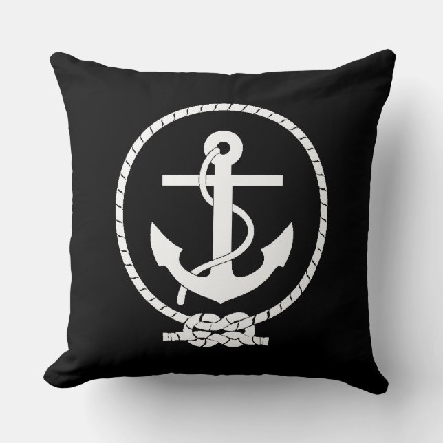 Cool Classic and Elegant Nautical Anchor Throw Pillow (Front)