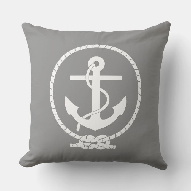 Cool Classic and Elegant Nautical Anchor Throw Pillow (Front)