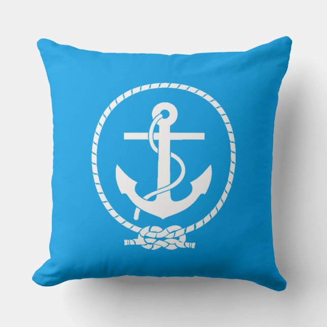 Cool Classic and Elegant Nautical Anchor Throw Pillow (Front)