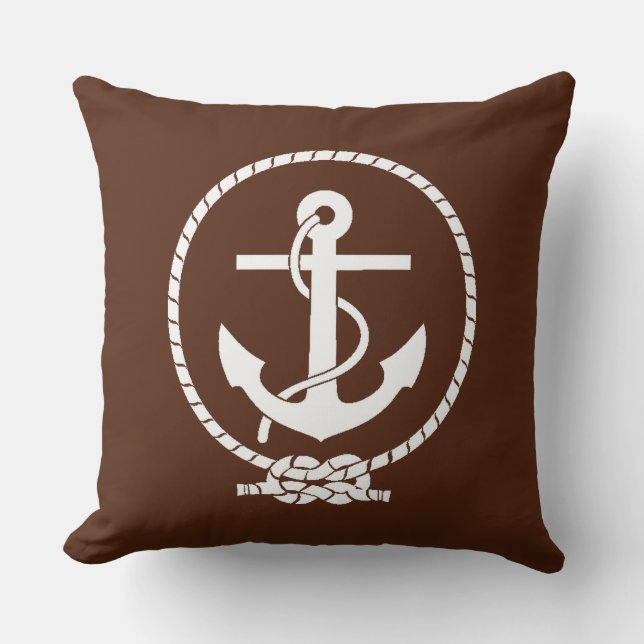 Cool Classic and Elegant Nautical Anchor Throw Pillow (Front)