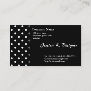 cool, classic black and white polka dots business card