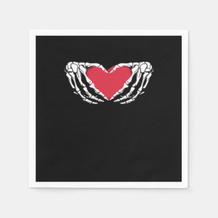 Cool Classic Funny Skeleton Hands Heart - Valentin Napkins