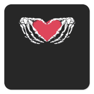 Cool Classic Funny Skeleton Hands Heart - Valentin Square Sticker
