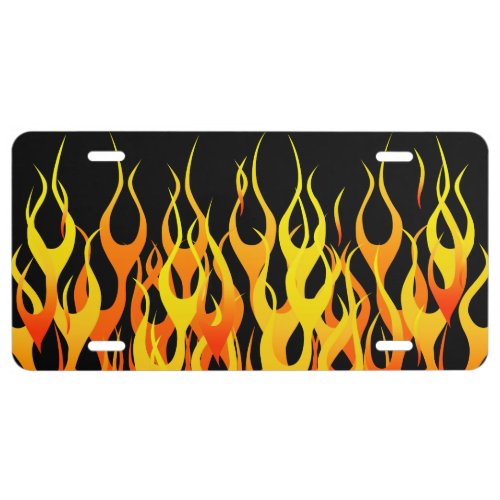 Cool Classic on Black Racing Flames License Plate