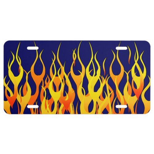 Cool Classic on Blue Racing Flames License Plate