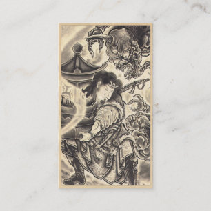 Cool classic vintage japanese demon ink tattoo business card
