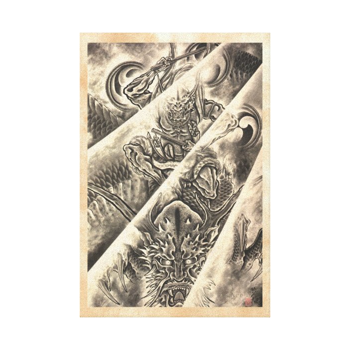 Cool Classic Vintage Japanese Demon Ink Tattoo Canvas Print Zazzle Com