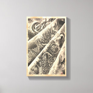 Cool classic vintage japanese demon ink tattoo canvas print