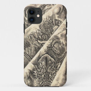 Cool classic vintage japanese demon ink tattoo iPhone 11 case