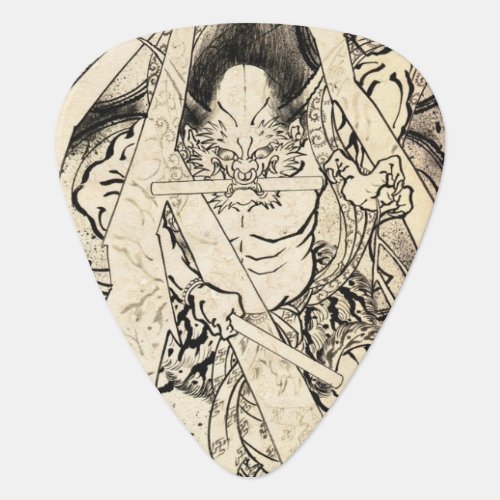 Cool classic vintage japanese demon ink tattoo guitar pick