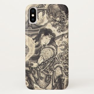Cool classic vintage japanese demon ink tattoo iPhone x case