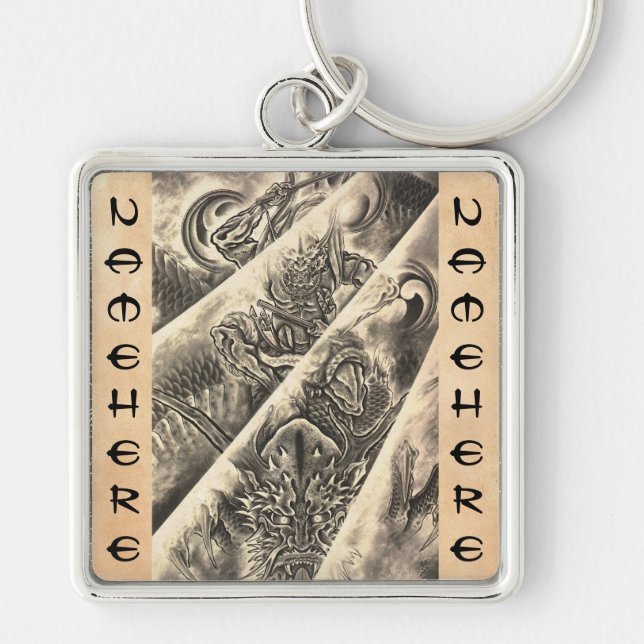 Cool classic vintage japanese demon ink tattoo keychain (Front)