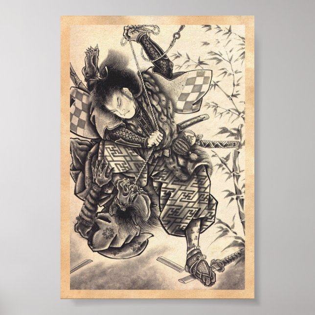 Cool classic vintage japanese demon ink tattoo poster (Front)