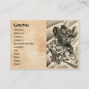 Cool classic vintage japanese demon samurai tiger business card
