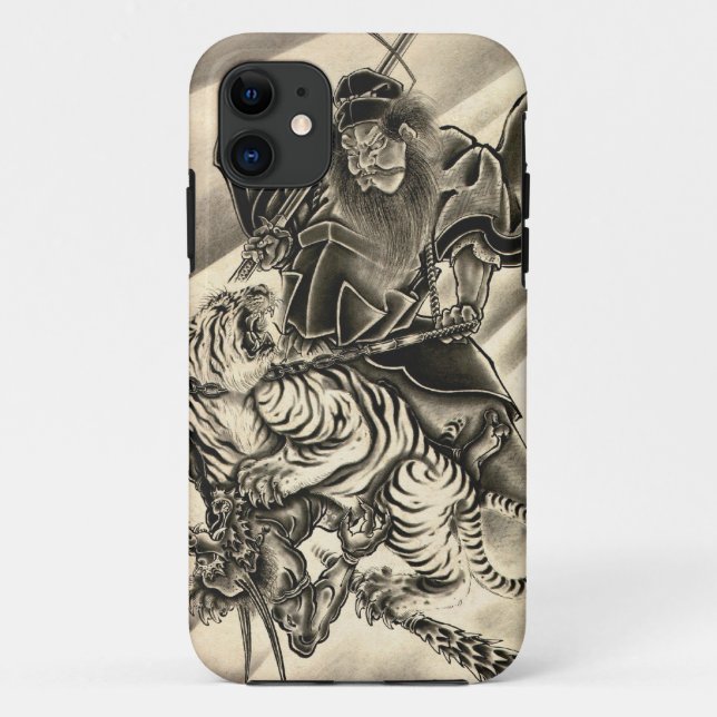 Cool classic vintage japanese demon samurai tiger Case-Mate iPhone case (Back)