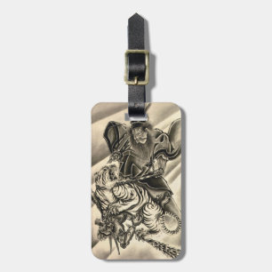 Cool classic vintage japanese demon samurai tiger luggage tag