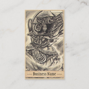 Cool classic vintage japanese demon tattoo art business card