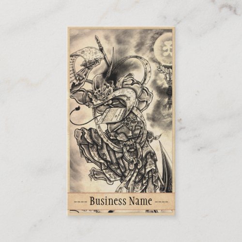 Cool classic vintage japanese demon tattoo art business card