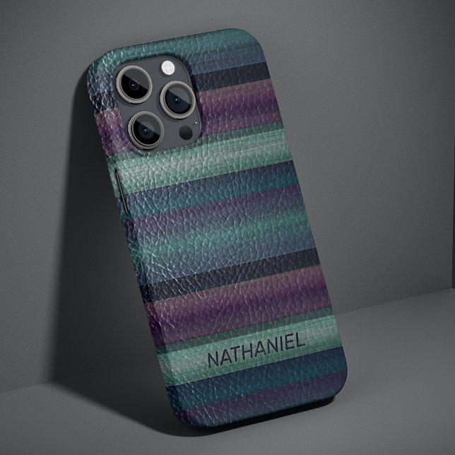 Cool Classy Artistic Leather Look Stripe Pattern iPhone Case (Creator Uploaded)