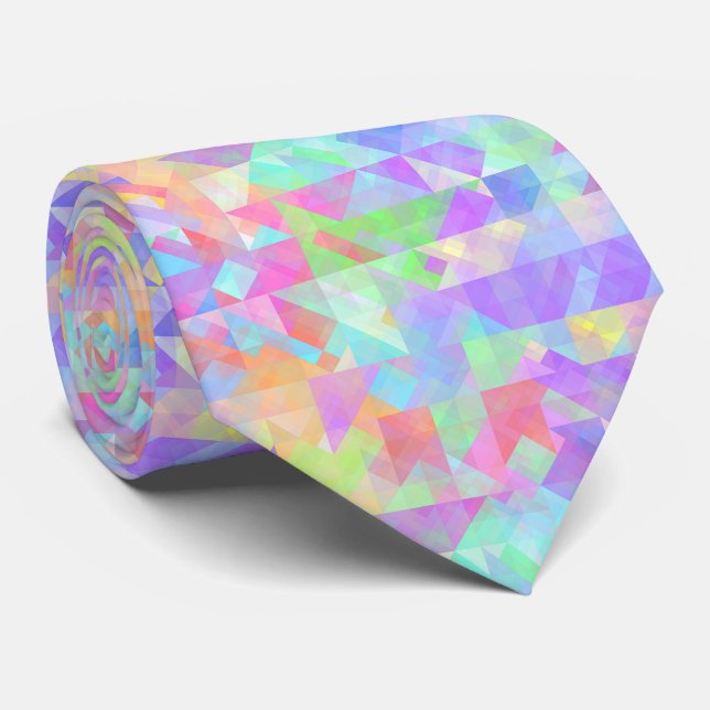 Cool Classy Colorful Triangles Squares Pattern Tie (Rolled)