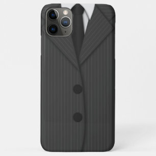 Cool Classy Dark Gray Pinstripe Suit and Tie iPhone 11 Pro Max Case