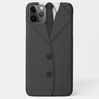Cool Classy Dark Gray Pinstripe Suit and Tie iPhone 11 Pro Max Case