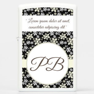 Cool classy girly daisy flower duogram dedication zippo lighter