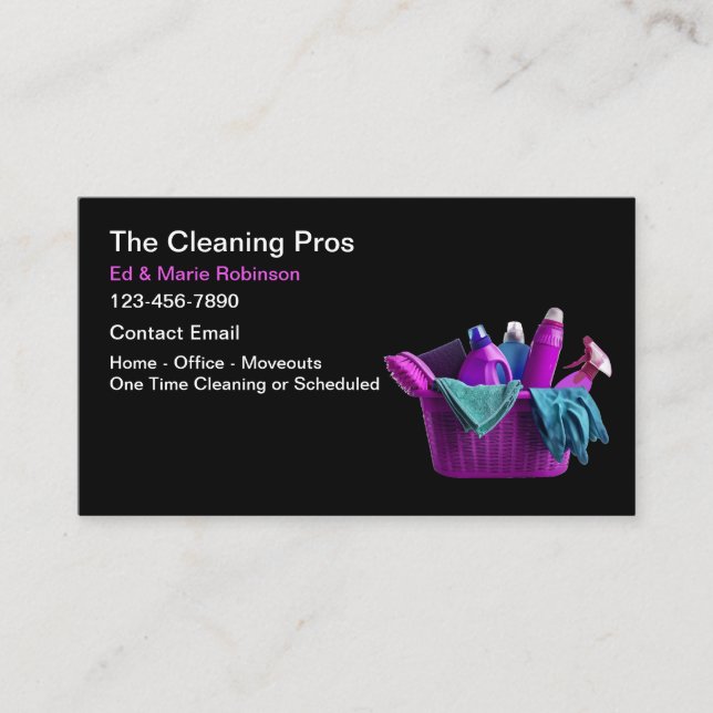 Cool Cleaning Service Business Cards (Front)