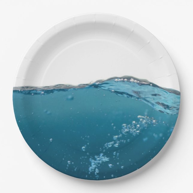 Cool Clear Blue Wave Paper Plates (Front)