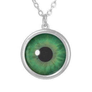 Cool Closeup Green Eye Iris Eyeball Custom Silver Plated Necklace by sunnymars at Zazzle