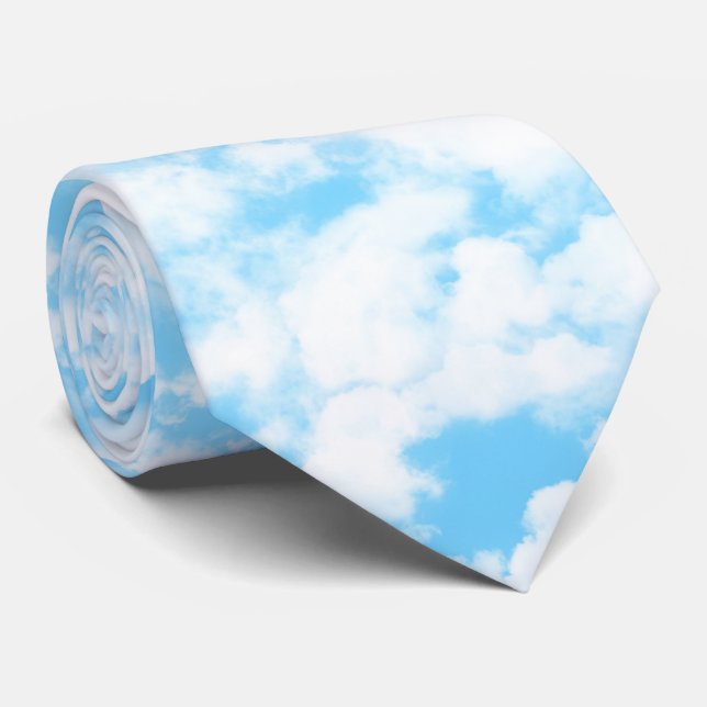 cool cloudy sky tiled pattern neck tie (Rolled)
