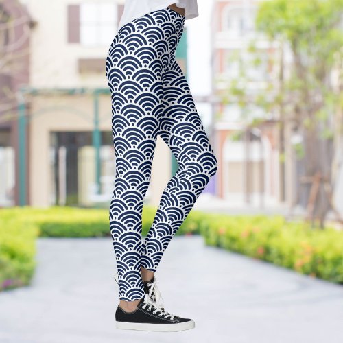 Cool Coastal Blue Waves Your Color Choice Pattern Leggings