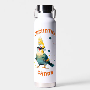 Cool Cockatiel Yellow Teal Orange Water Bottle