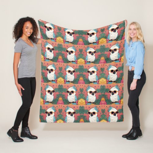 Cool Cockatoo Pattern Fleece Blanket