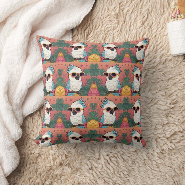 Cool Cockatoo Pattern Print Throw Pillow (Blanket)